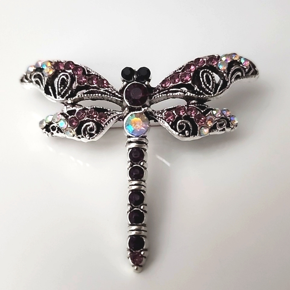 Last One DRAGONFLY Brooch Colorful Gem Loaded Quality Simulated Gemstones
